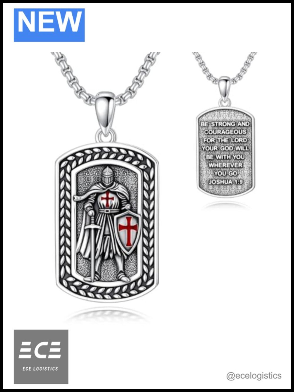 925 Sterling Silver Religious Pendant Necklace St Christopher Medal